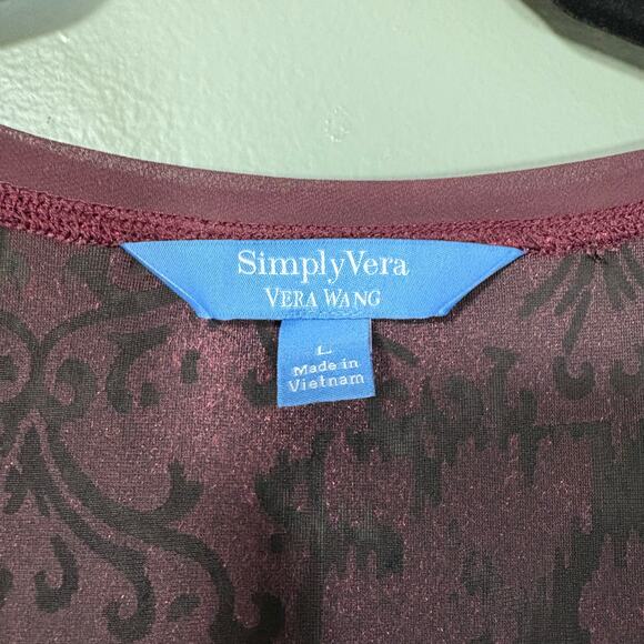 Simply Vera Women's Whimsygoth Burgundy Burnout Velvet Top - Large - Oversized - Picture 4 of 6